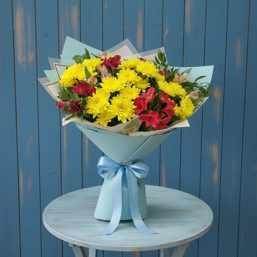 Букет цветов из: Альстромерии и Хризантемы в Красногорском Удмуртская Республика