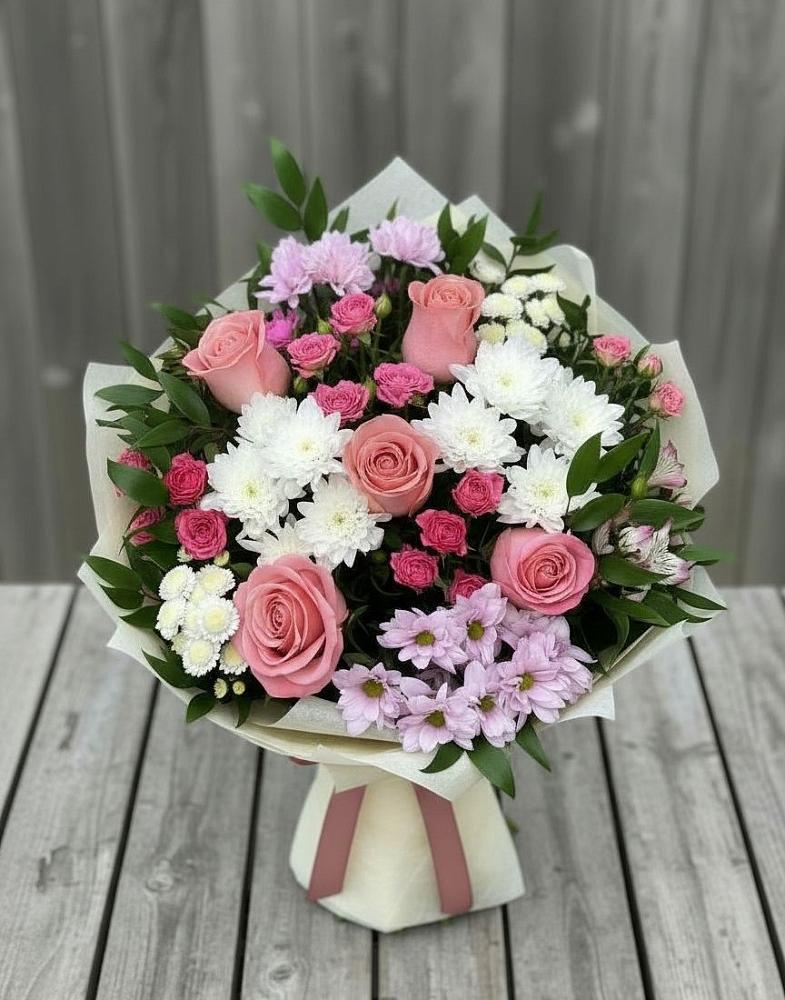 Букет цветов из: Альстромерии, Гвоздики, Розы и Хризантемы в Красногорском Удмуртская Республика