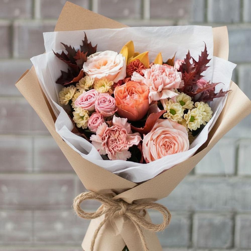 Букет цветов из: Гвоздики, Хризантемы и Розы в Красногорском Удмуртская Республика