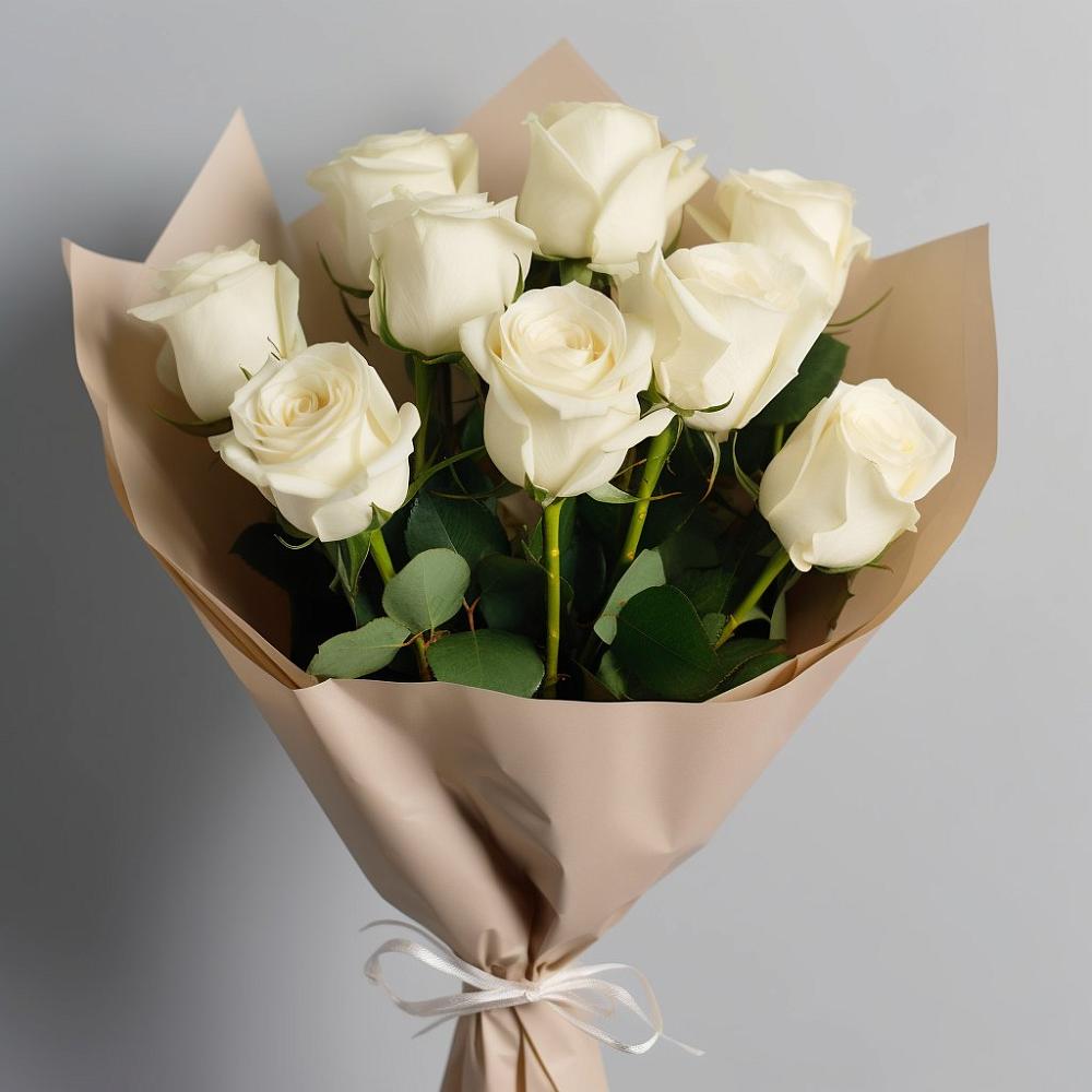 Букет 9 Белых роз Эдлесс Лав в Красногорском Удмуртская Республика