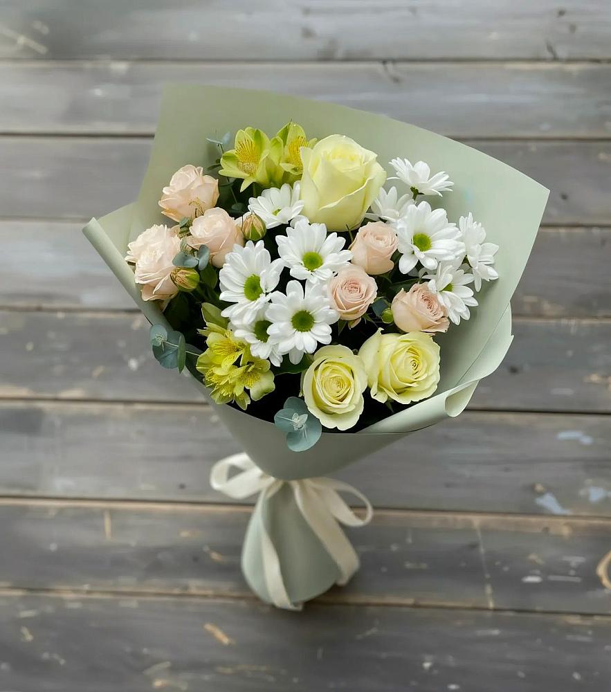 Букет цветов из: Альстромерии, Розы и Хризантемы в Красногорском Удмуртская Республика