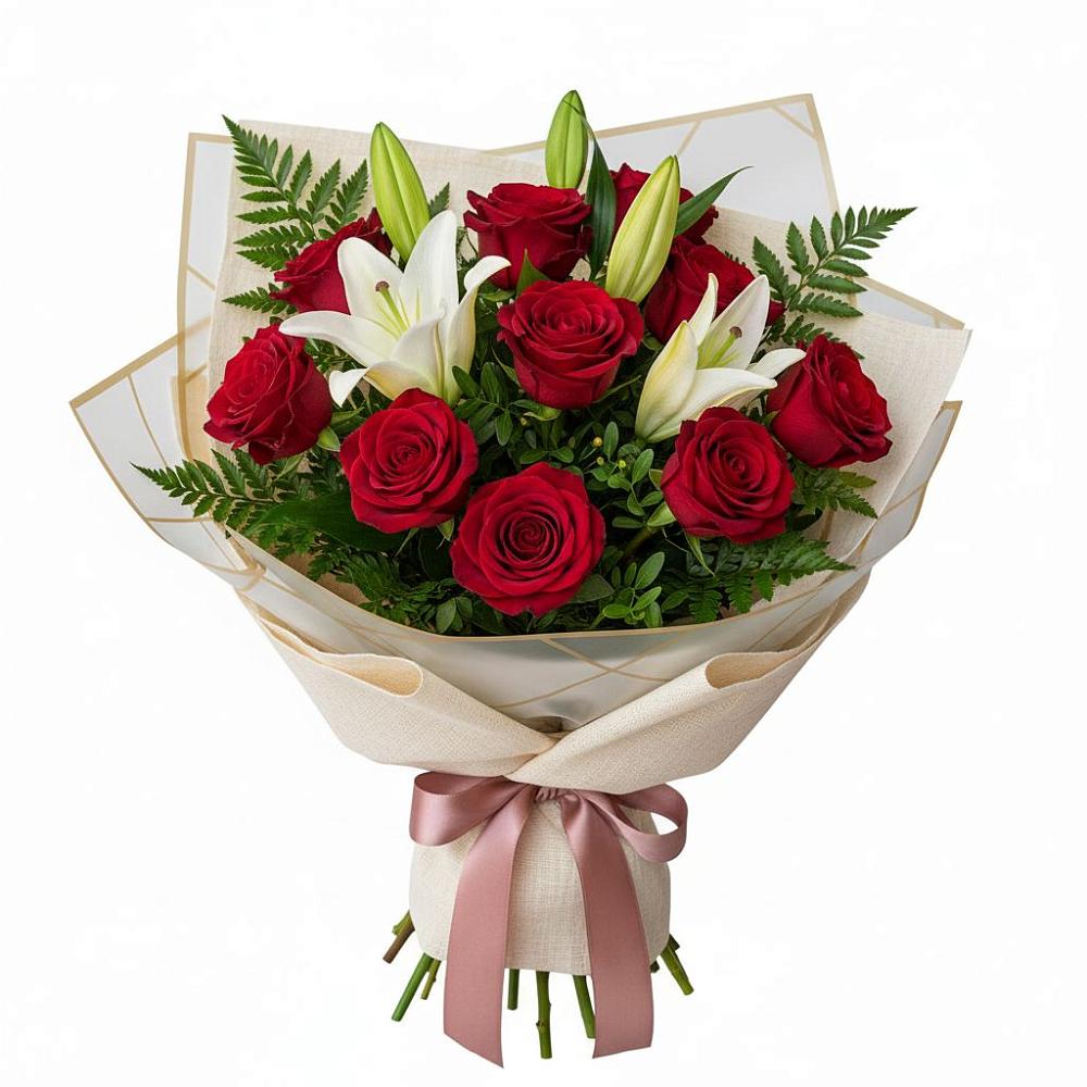 Букет цветов из: Лилии и Розы в Красногорском Удмуртская Республика