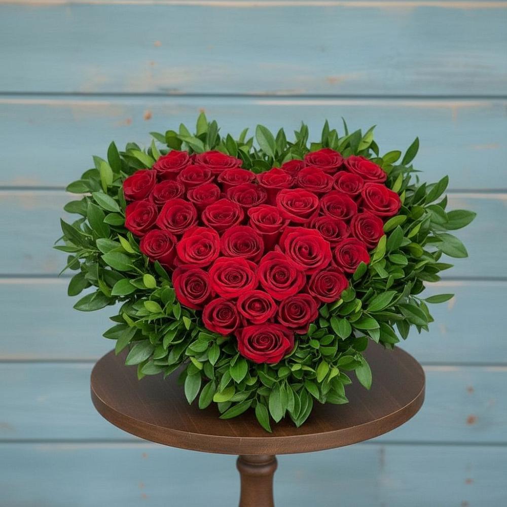 Цветочная композиция из Розы в виде сердца в Красногорском Удмуртская Республика