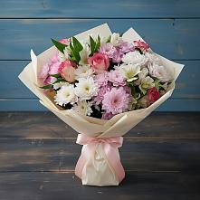 Букет цветов из:  Хризантемы, Альстромерии и Розы в Красногорском Удмуртская Республика