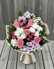 Букет цветов из:  Альстромерии, Гвоздики, Розы и Хризантемы #REPLACE_PRED# Красногорском Удмуртская Республика