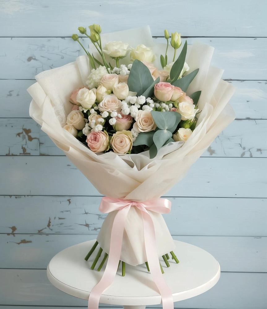 Букет цветов из: Розы и Лизиантусы в Красногорском Удмуртская Республика