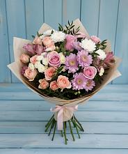 Букет цветов из:  Хризантемы, Розы и Альстромерии в Красногорском Удмуртская Республика