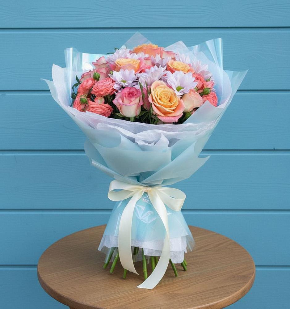 Букет цветов из: Хризантемы и Розы в Красногорском Удмуртская Республика